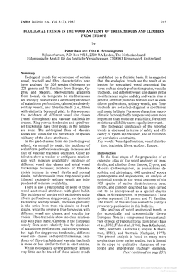 IAWA Bulletin N.S., Vol. 8 (3),1987 245 ECOLOGICAL TRENDS in THE