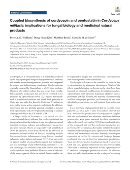 Coupled Biosynthesis of Cordycepin and Pentostatin in Cordyceps Militaris: Implications for Fungal Biology and Medicinal Natural Products