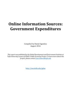 Online Information Sources: Government Expenditures