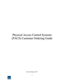 Physical Access Control Systems (PACS) Customer Ordering Guide