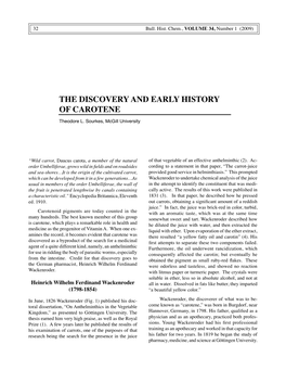 The Discovery and Early History of Carotene