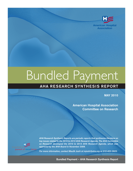 Bundled Payment: AHA Research Synthesis Report