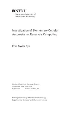 Investigation of Elementary Cellular Automata for Reservoir Computing