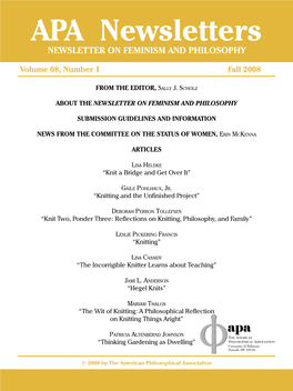 APA Newsletters NEWSLETTER on FEMINISM and PHILOSOPHY