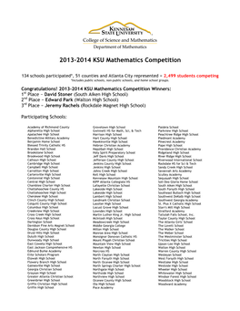 2013-2014 KSU Mathematics Competition