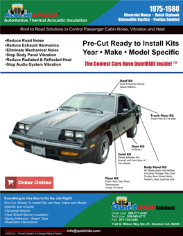 Pre-Cut Ready to Install Kits Year • Make • Model Specific 1975-1980