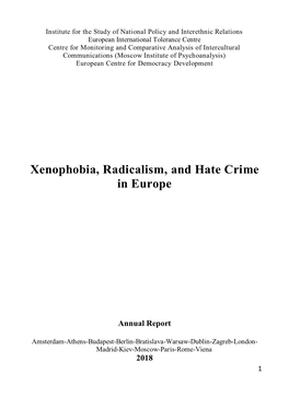 Xenophobia, Radicalism, and Hate Crime in Europe (2018)