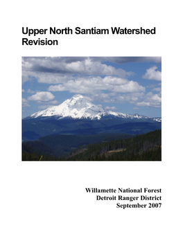 Upper North Santiam Watershed Revision