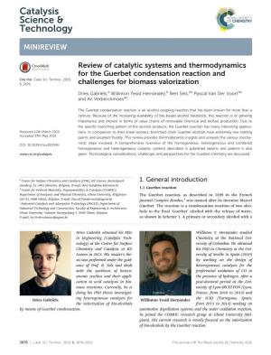 Review of Catalytic Systems and Thermodynamics for the Guerbet Condensation Reaction and Cite This: Catal