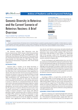Genomic Diversity in Rotavirus and the Current Scenario of Rotavirus Vaccines: a Brief Overview