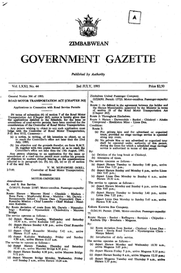 Zimbabwean Government Gazette