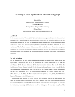 “Feeling of Life” System with a Pattern Language