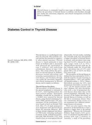 Diabetes Control in Thyroid Disease