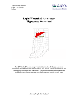 Tippecanoe Watershed (HUC – 05120106) Indiana