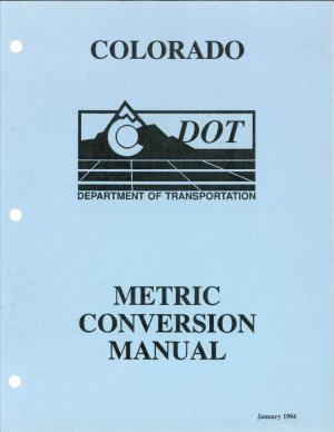 Colorado Metric Conversion Manual