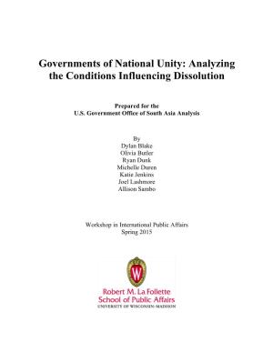 Governments of National Unity: Analyzing the Conditions Influencing Dissolution