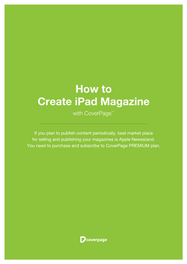 How to Create Ipad Magazine with Coverpagetm