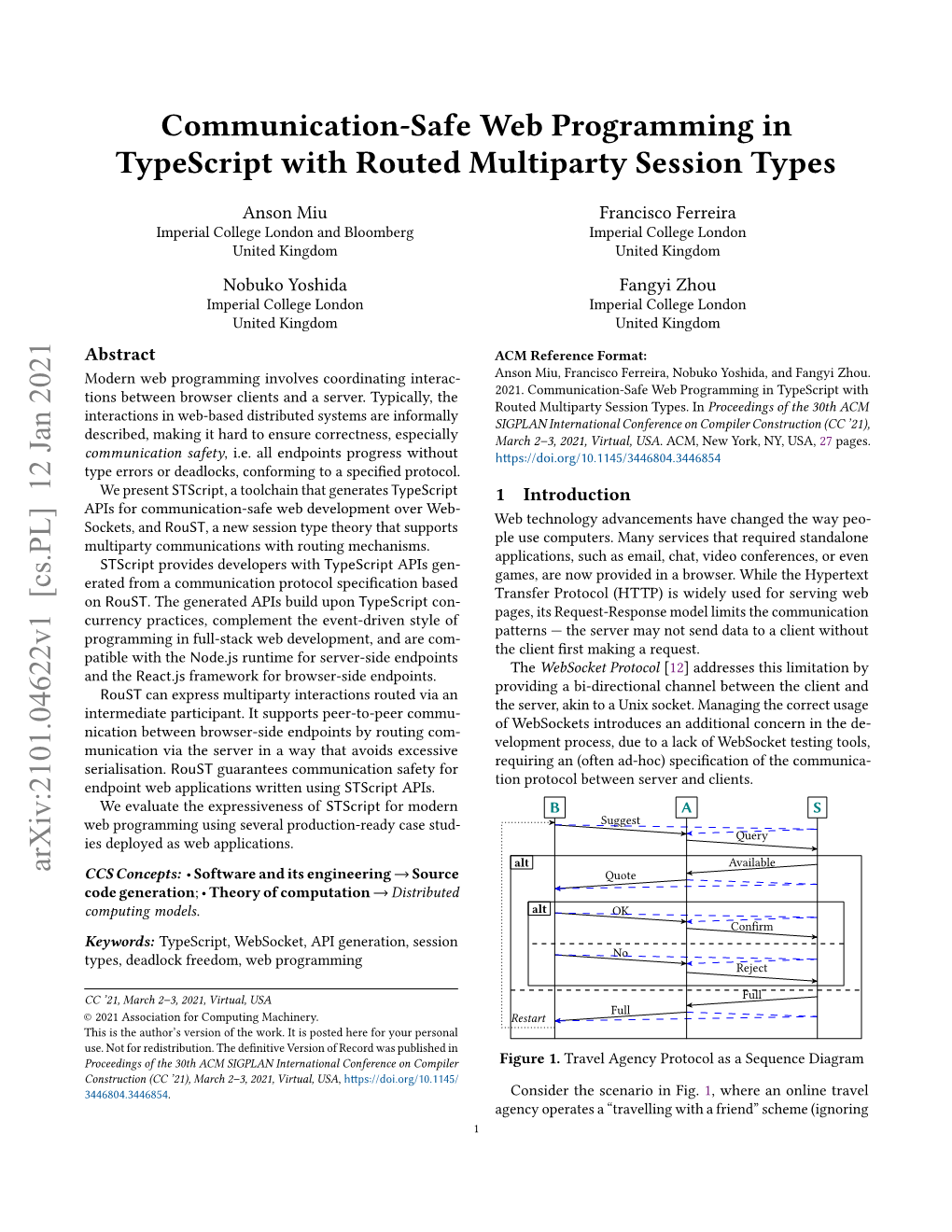 Communication-Safe Web Programming in Typescript with Routed Multiparty Session Types