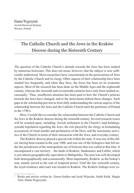The Catholic Church and the Jews in the Kraków Diocese During the Sixteenth Century