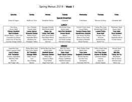 Spring Menus 2019 - Week 1