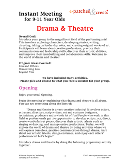 Instant Meeting for 9-11 Year Olds Drama & Theatre
