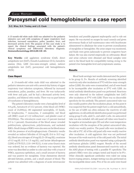 Paroxysmal Cold Hemoglobinuria: a Case Report