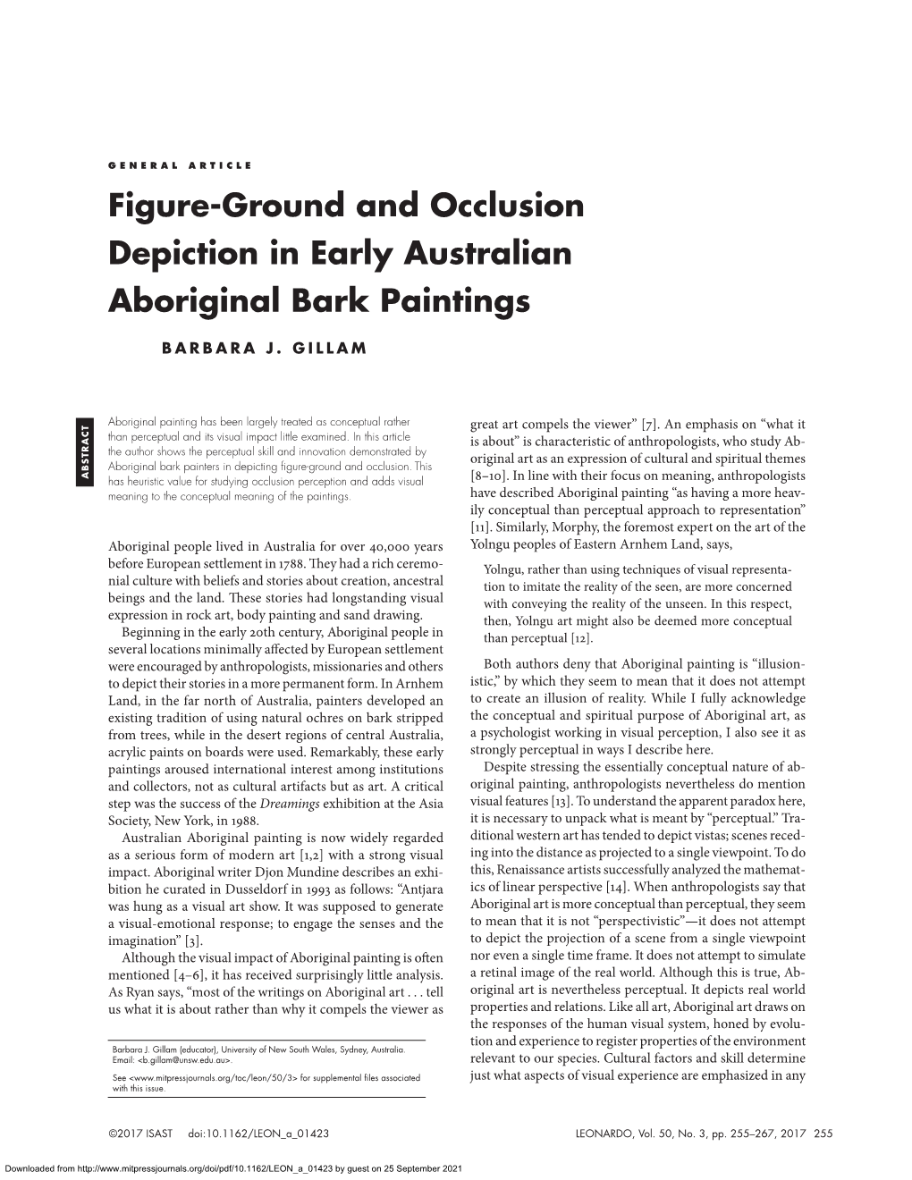 Figure Ground And Occlusion Depiction In Early Australian Aboriginal Bark Paintings 