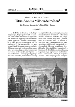 BELVEDERE Titus Annius Milo Védelmében1