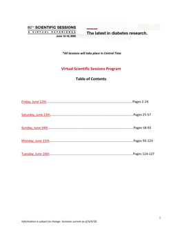 Virtual Scientific Sessions Program