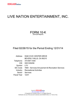 Live Nation Entertainment, Inc