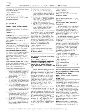 Federal Register / Vol. 60, No. 13 / Friday, January 20, 1995 / Notices