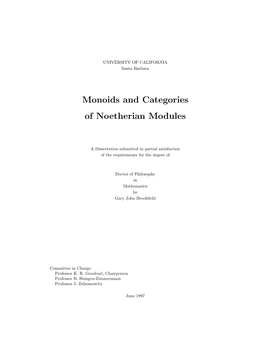 Monoids and Categories of Noetherian Modules