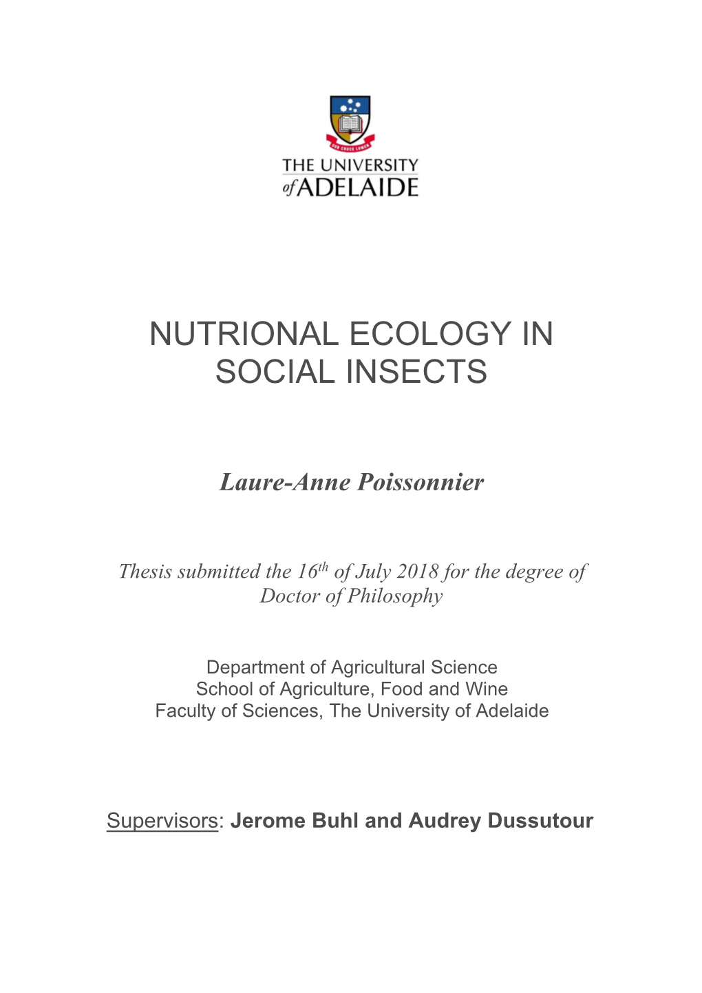 Nutrional Ecology in Social Insects