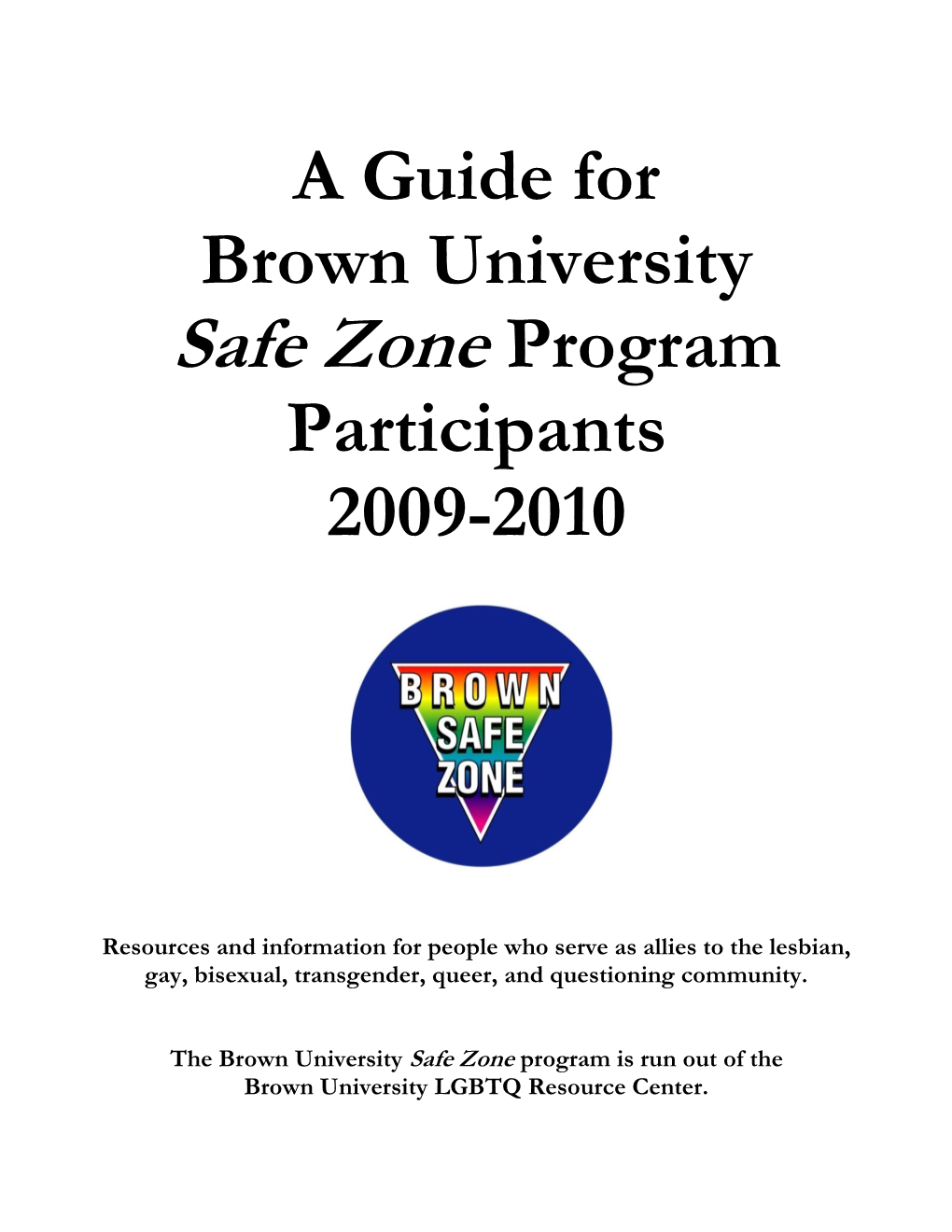 Safe Zone Program Participants 2009-2010