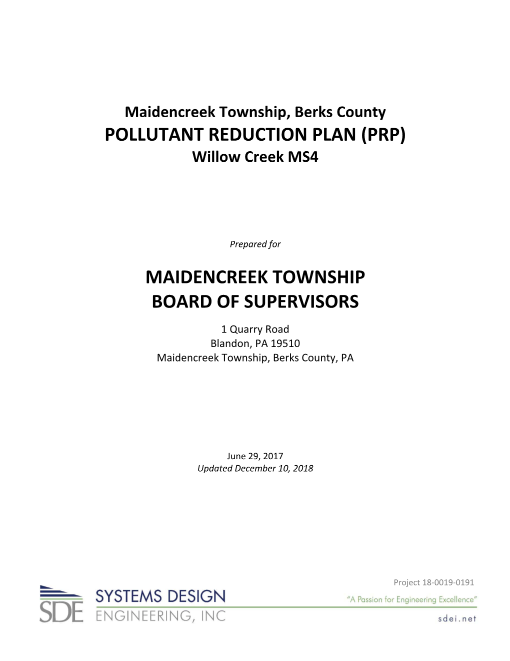 POLLUTANT REDUCTION PLAN (PRP) Willow Creek MS4