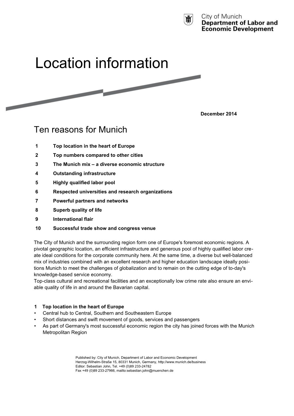 Munich Fact Sheet