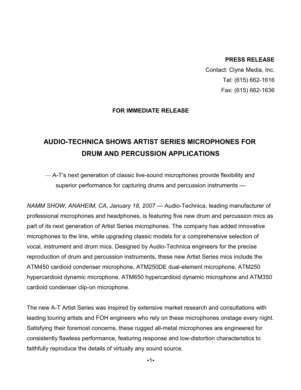 Audio-Technica Shows Artist Series Microphones For