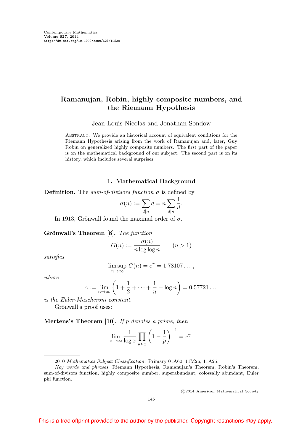 ramanujan-robin-highly-composite-numbers-and-the-riemann-hypothesis