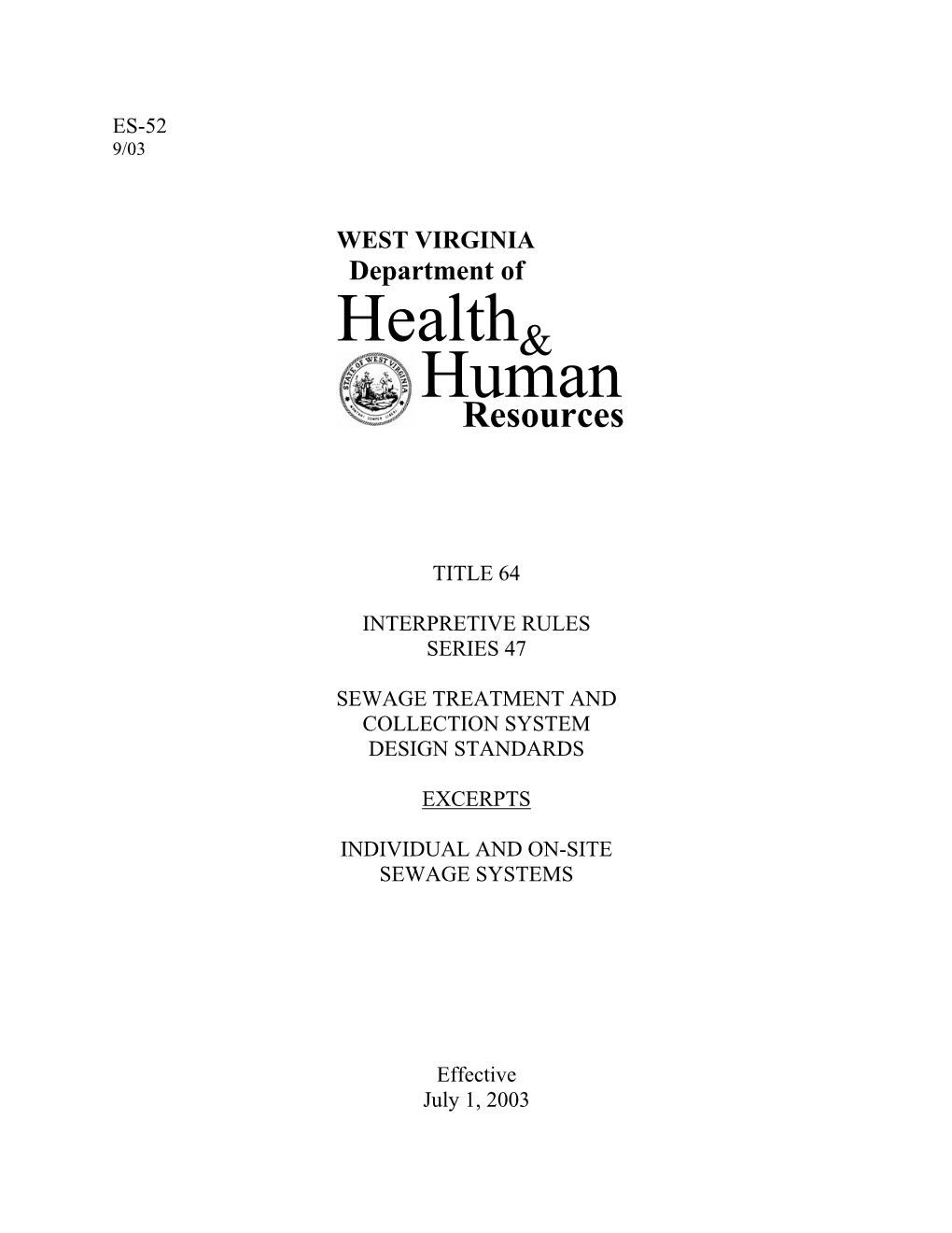 Individual and Onsite Sewage System Design Standards