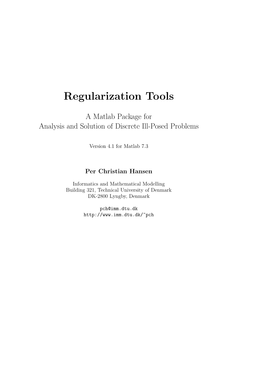 Regularization Tools
