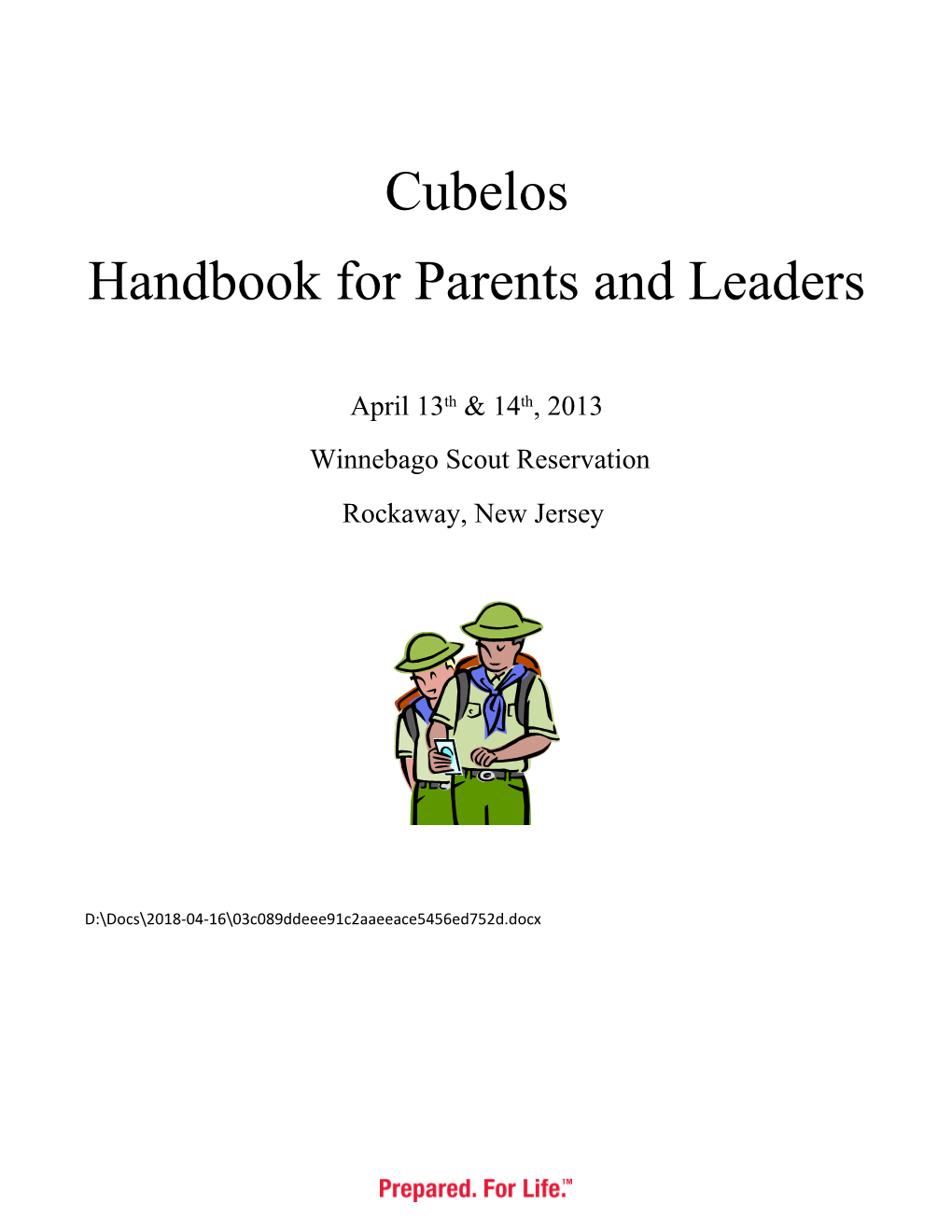 Handbook for Parents and Leaders