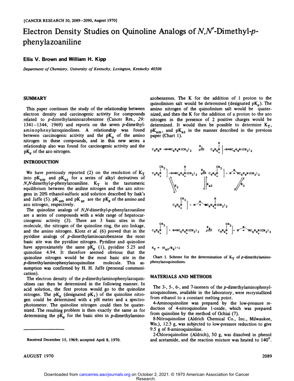 Electron Density Studies on Quinoline Analogs of N,N'-Dimcthy\-P- Phenylazoaniline