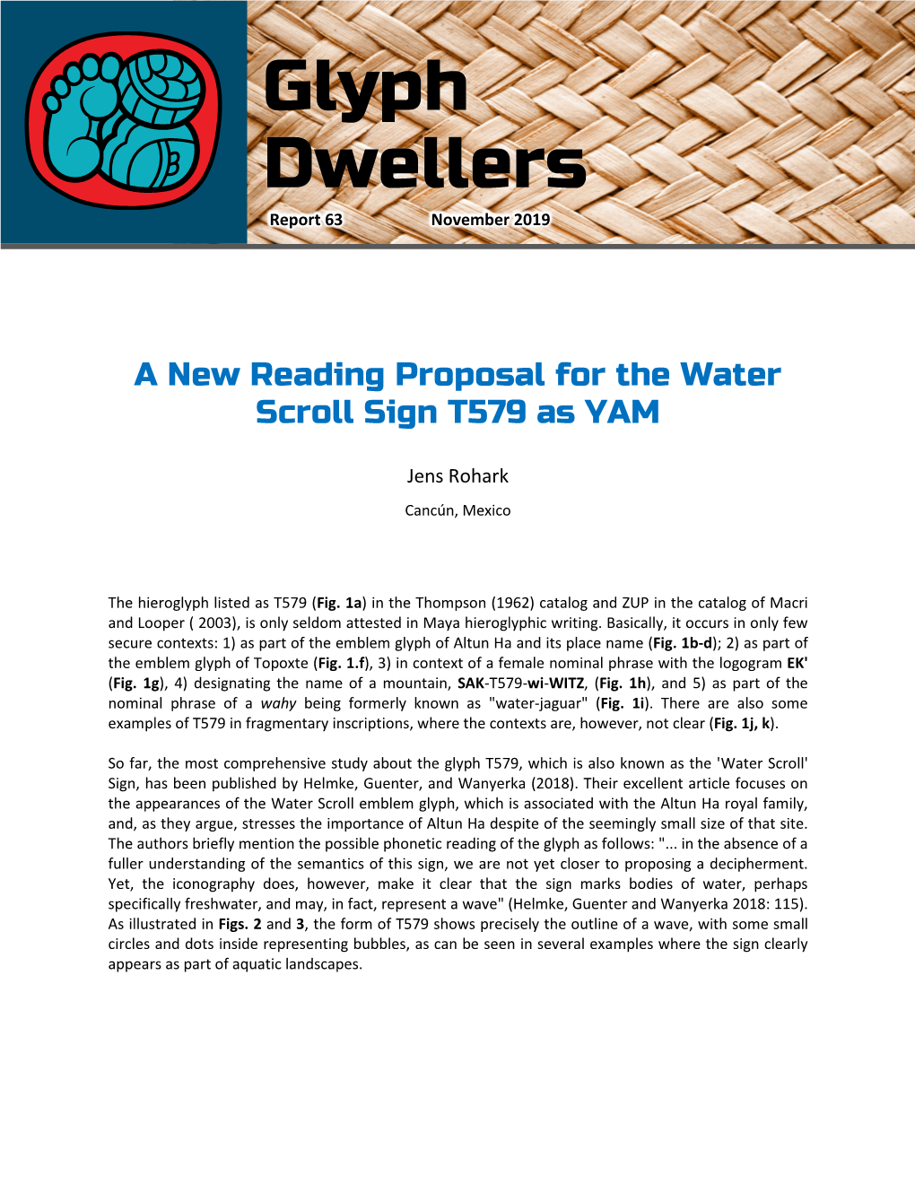 A New Reading Proposal for the Water Scroll Sign T579 As YAM