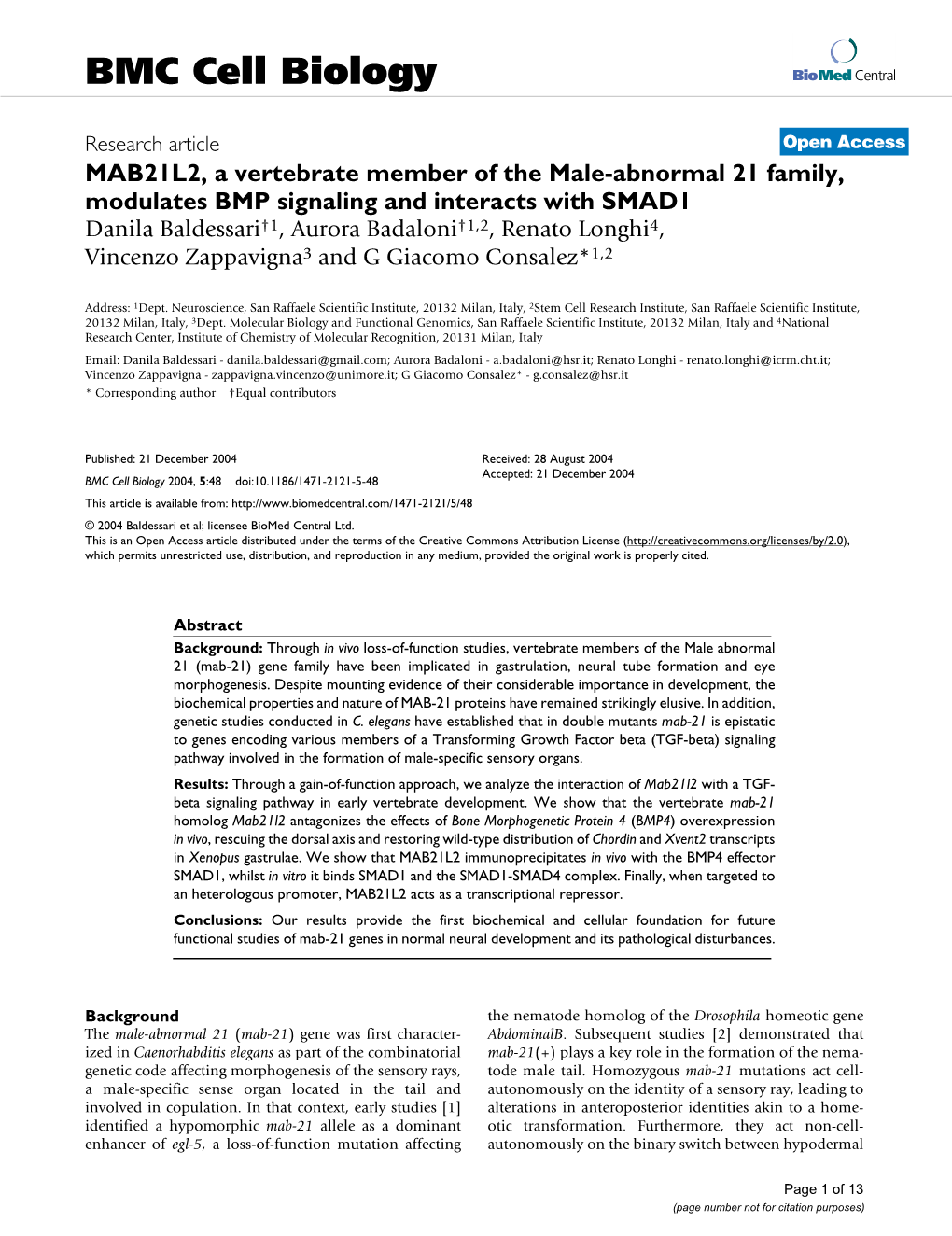 BMC Cell Biology Biomed Central