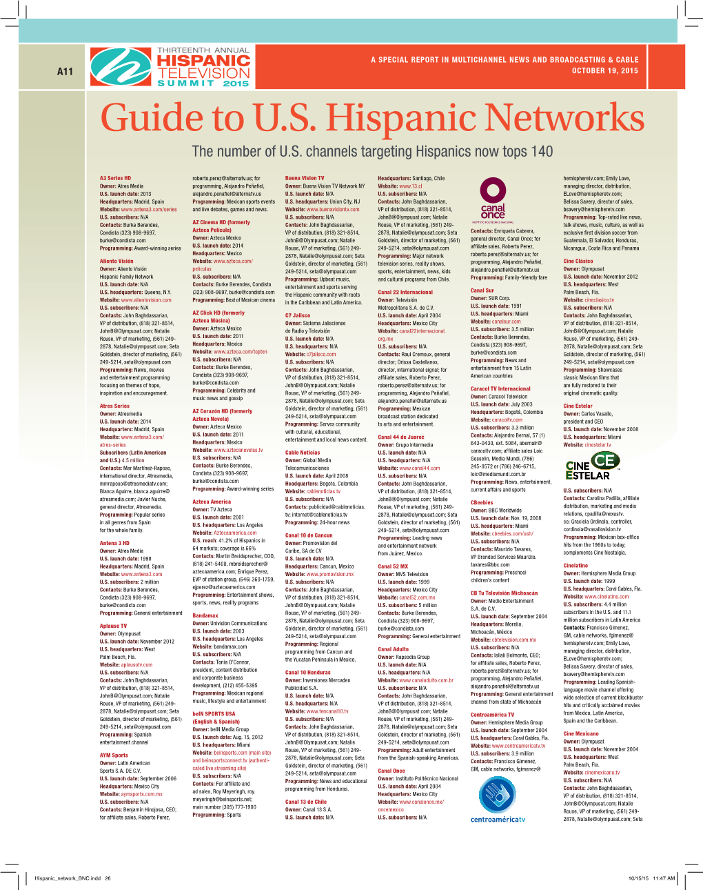 Guide to U.S. Hispanic Networks the Number of U.S