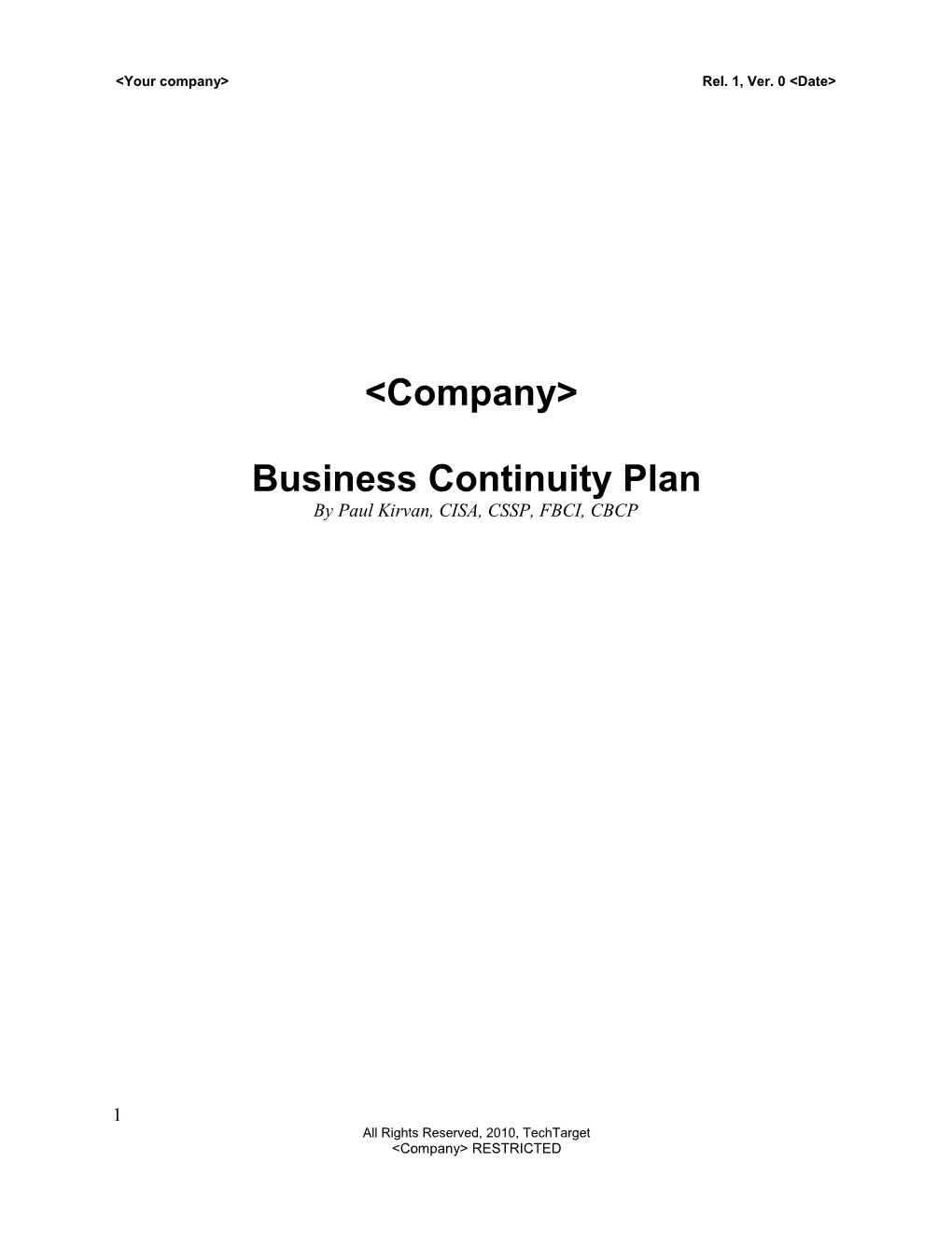 Searchsmbstorage Business Continuity Plan Template s1