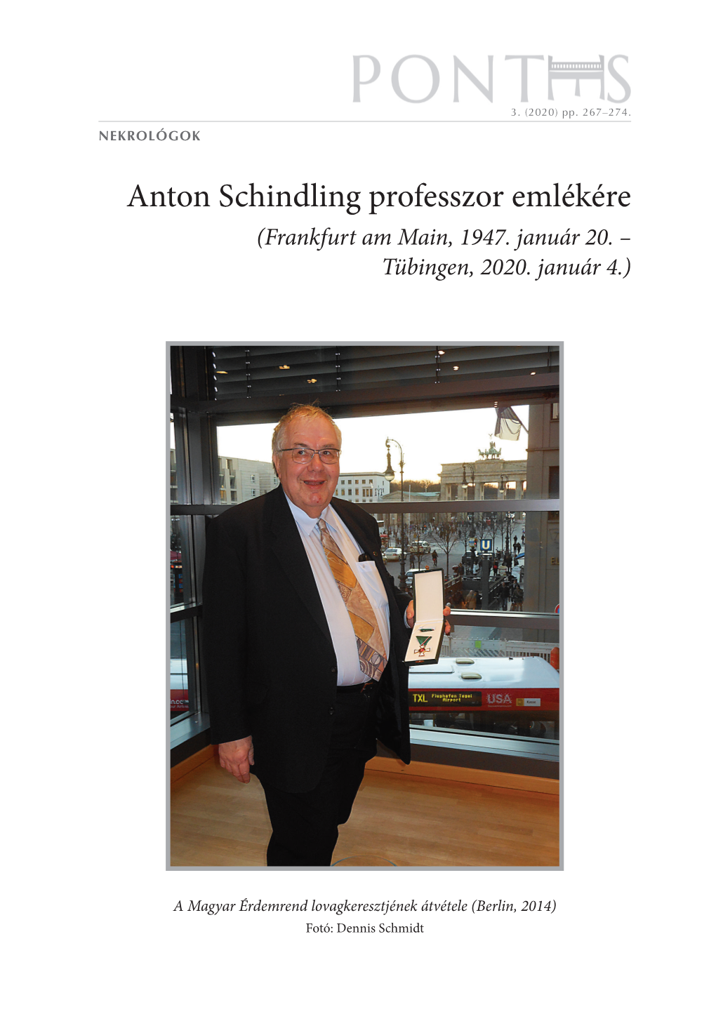 Anton Schindling Professzor Emlékére (Frankfurt Am Main, 1947