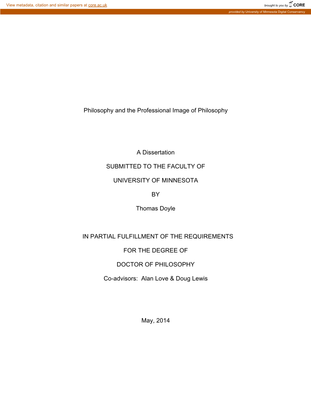 Philosophy and the Professional Image of Philosophy