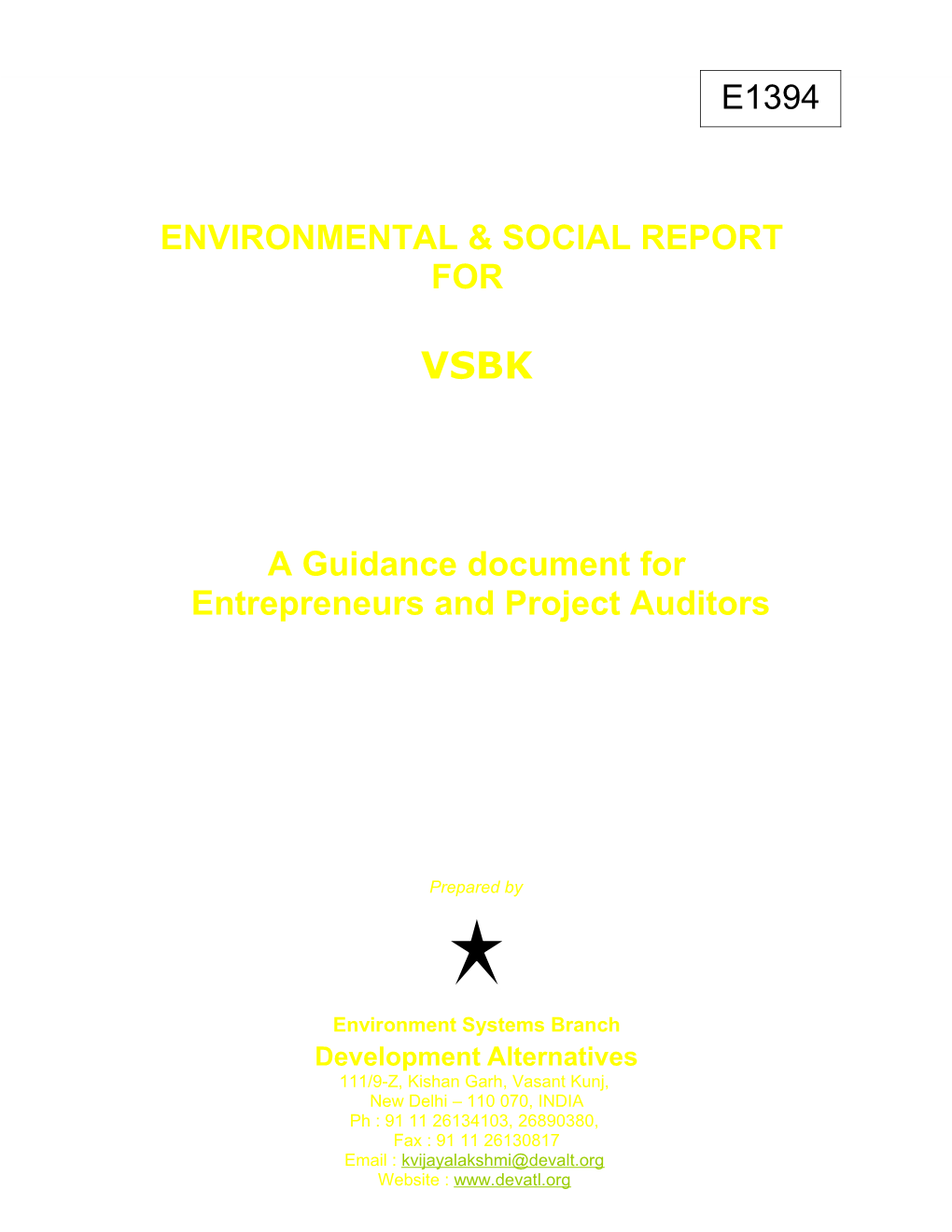 Environmental & Social Report for Vsbk s1