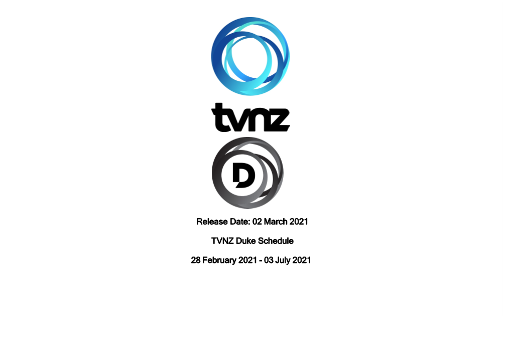 02 March 2021 TVNZ Duke Schedule 28 February 2021